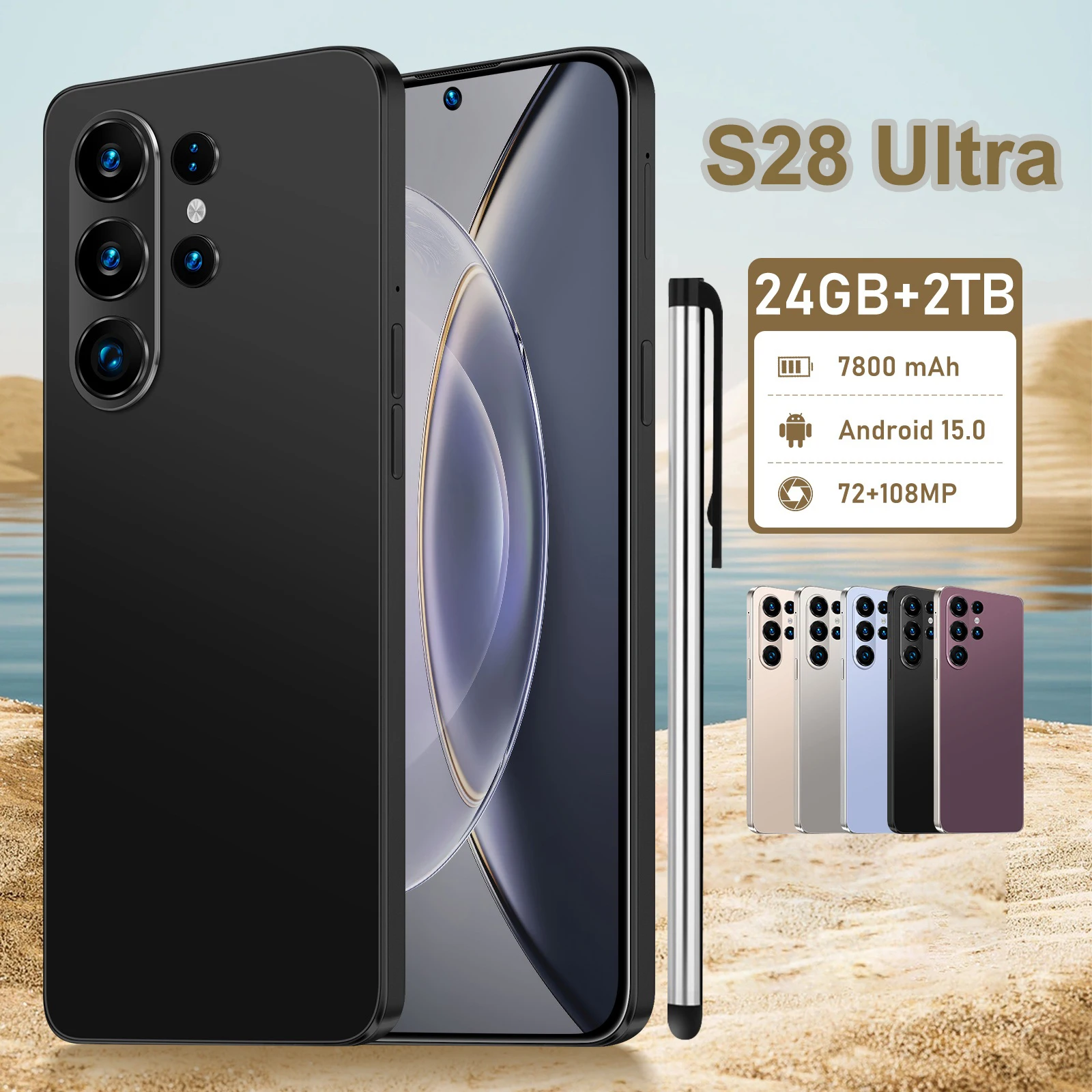 

2026 NEW HOT Silicone Case For S28 Ultra 7.3 Inch 24GB+2TB 5G 7800mAh 72+108MP Type-C PC