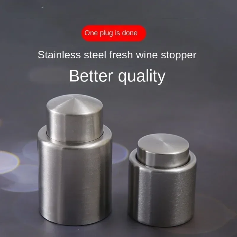 Wine Plug Vacuum Retain Freshness Champagne Stopper Red Wine Stopper Stainless Steel Wine Bottle Cap Leak-Proof Sealing