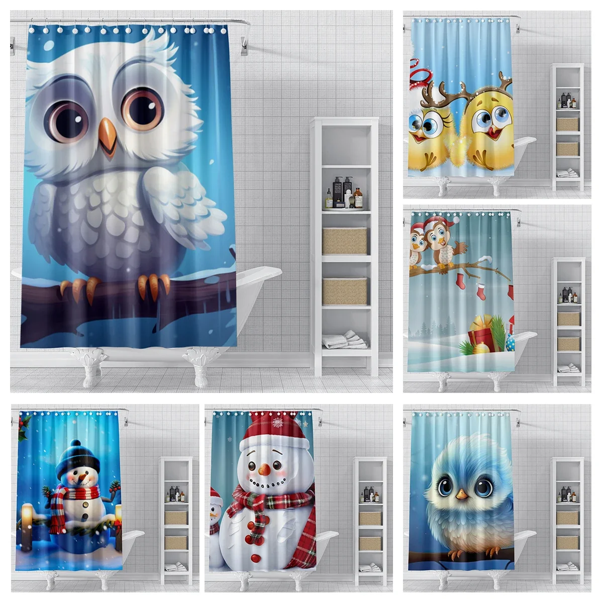 Home decoration shower curtains for bathroom waterproof curtain fabric Modern Nordic style Living Room Merry Christmas winter