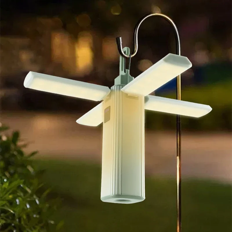 LED Camping Lamp Portable Foldable Waterproof Rechargeable Tent Hanging Camping Light Outdoor Emergency Lighting Flashlight
