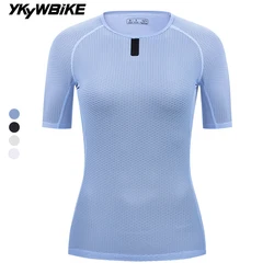 YKYWBIKE Women Cycling Base Layer Summer Short Sleeve Breathable Lightweight Bicycle Underwear Outdoor Road Bike Base Layer