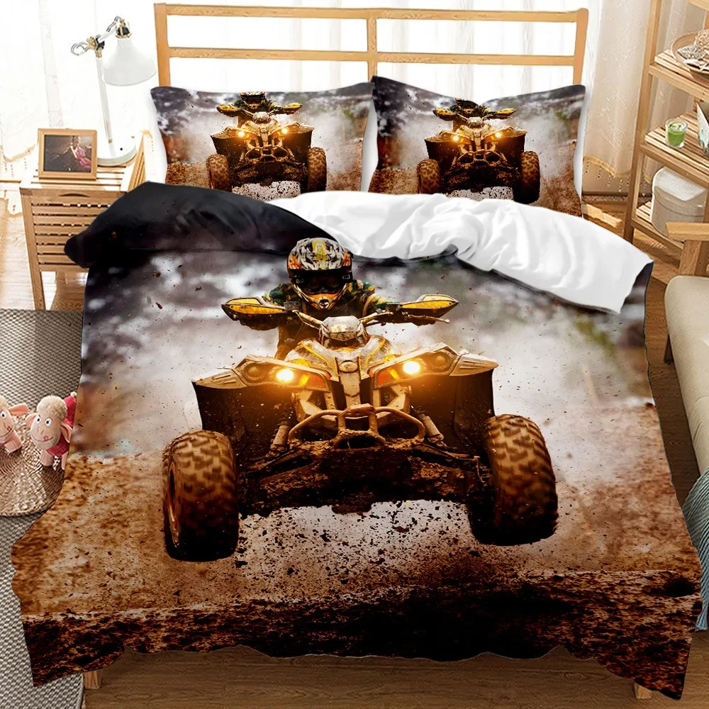 

Dirt Bike Bedding Sets Motocross Race Car Duvet Cover Set 3 Piece Boys Comforter Cover Set for Kids Extreme Sports Quilt Cover