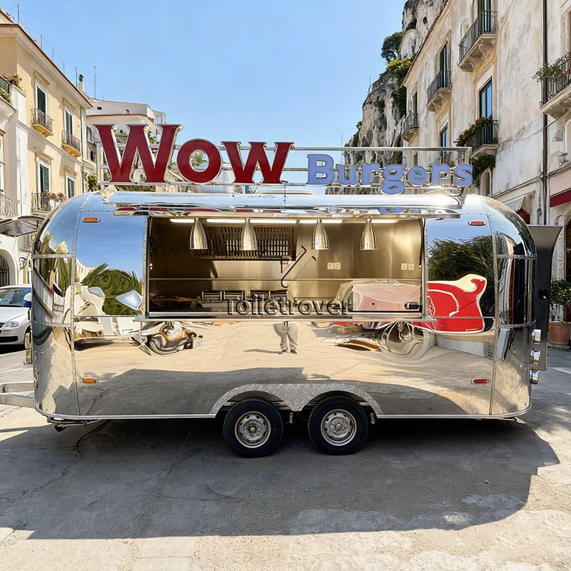 

Прицеп-фудтрак из нержавеющей стали для продажи еды, кофе и коктейлей, полностью оборудованный, в наличии в Китае