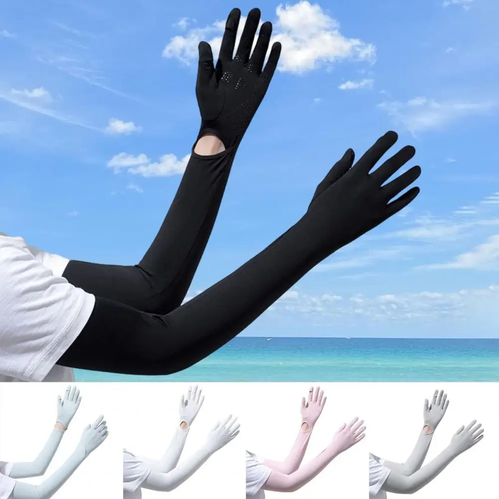 女性の UV 日焼け防止ロンググローブフルフィンガーグローブ冷却アームカバー夏の運転手袋アウトドアスポーツサイクリング