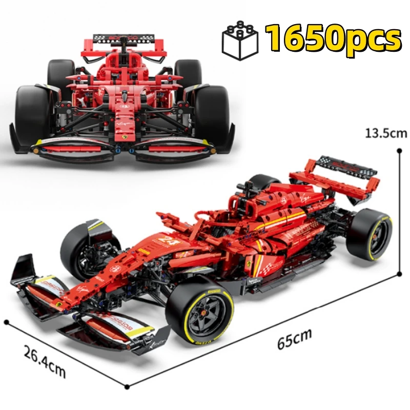 

1650 деталей, масштаб 1:8, красная модель гоночного автомобиля, технический конструктор, высокая сложность, MOC-блоки, креативный подарок на праздник для взрослых