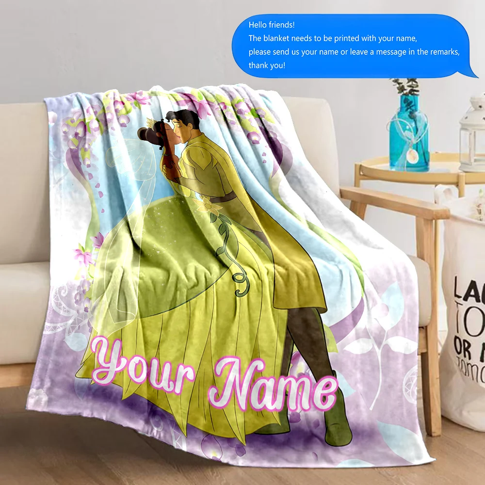 Custom Name Blanket Disney Tiana Princess Print, for Sofa, Bed, Travel, Camping, Living Room, Office, Chair, and Bed Soft Warm