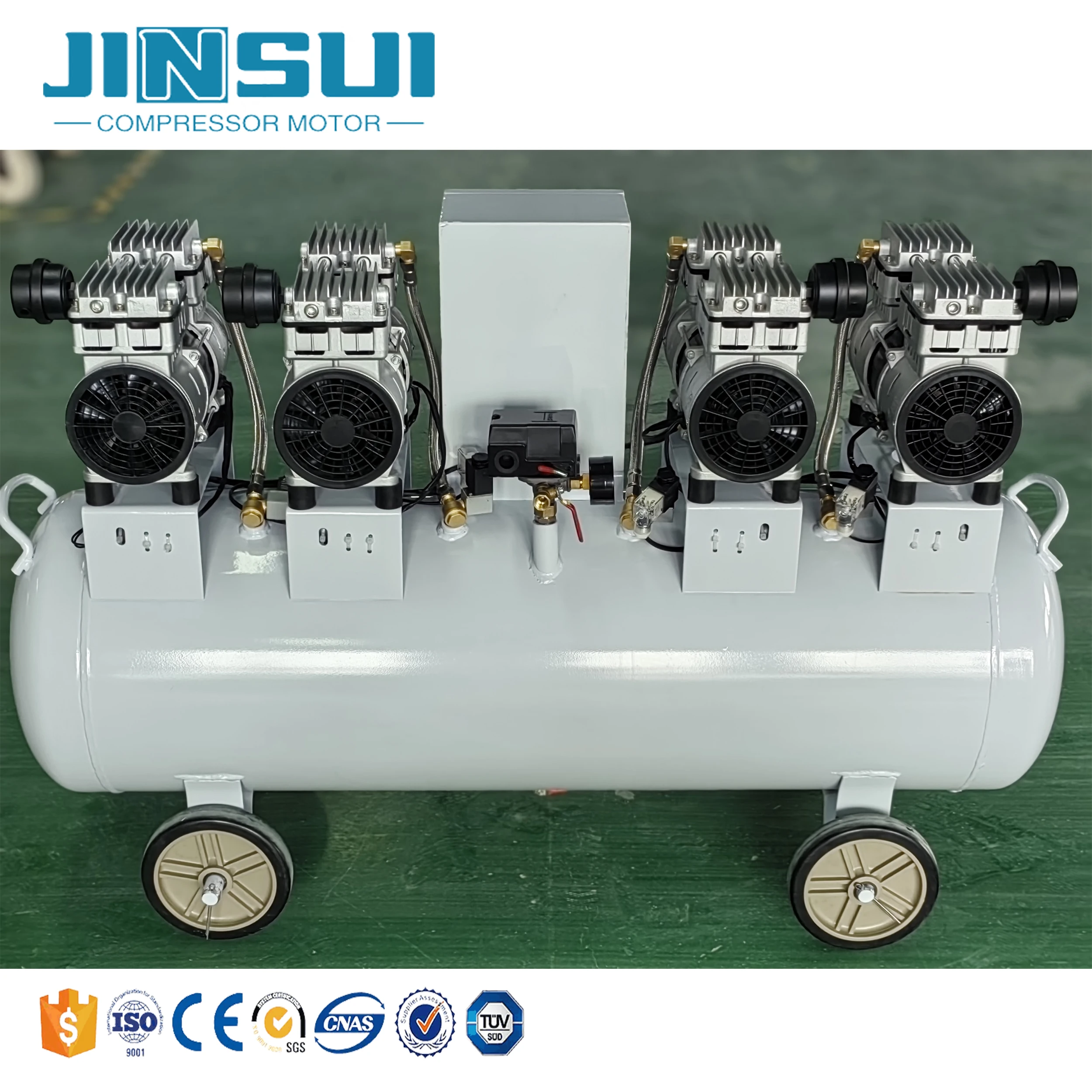 

Mobile 3 kw 4 Silent Oil-free air Compressor with 110 Liter Storage tank for Medical Use
