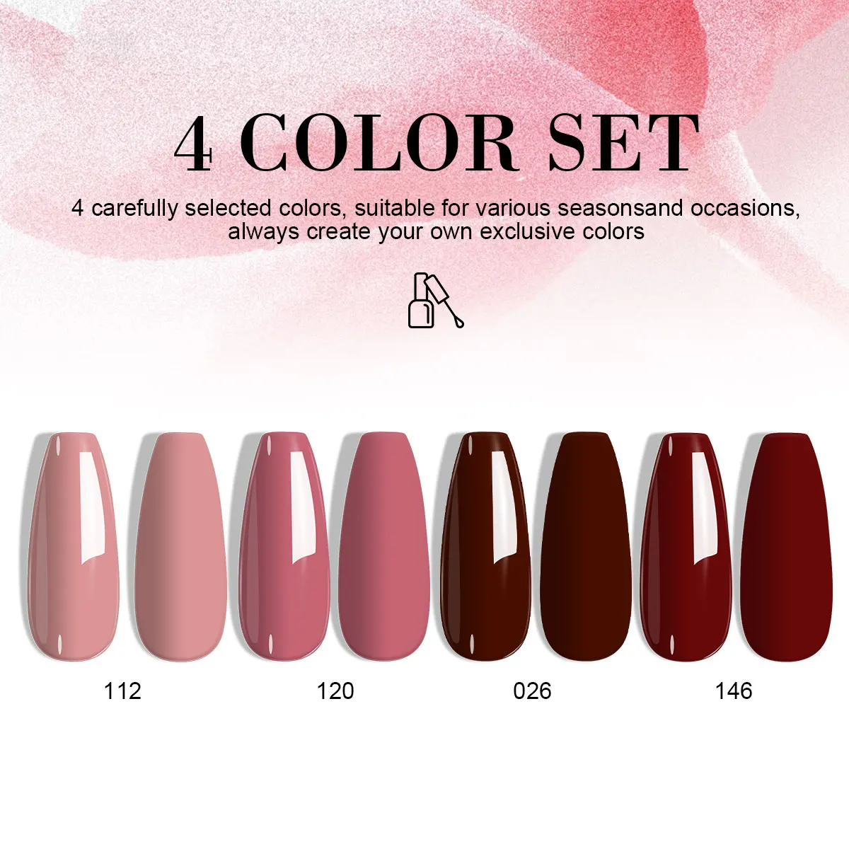 LIMEGIRL 4 Color Gel Nail Polish Kit Claret UV LED Semi Permanent Gel Soak Off Varnish Nail Art Design Gel Nail Polish Set