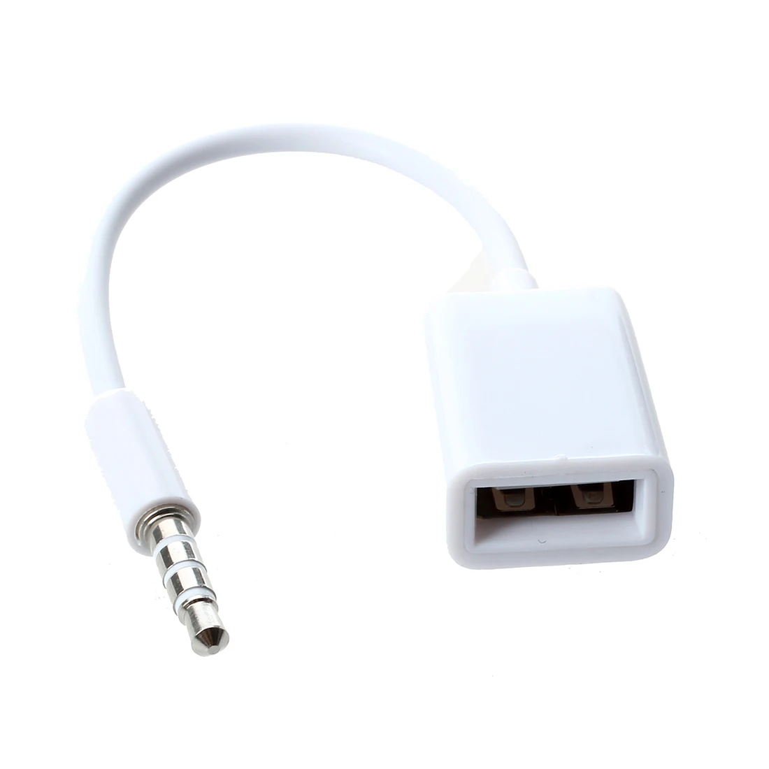 N09R Car MP3 3.5mm Male AUX Audio Plug Jack To USB 2.0 Female Converter Cable Cord White