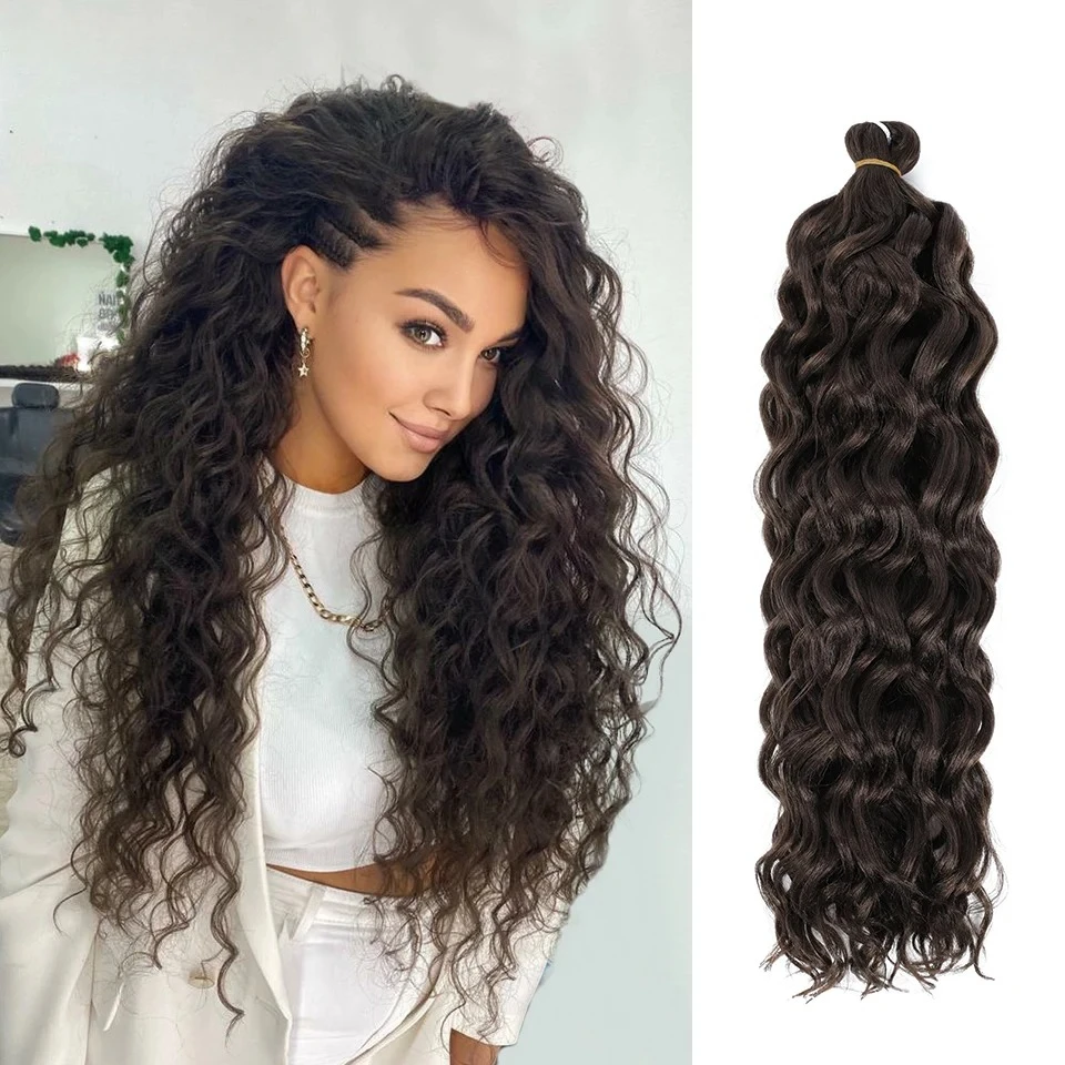 Fala oceaniczna włosy plecione szydełkowe warkocze włosów syntetycznych Afro loków Hawaii Twist Ombre blond Water Wave warkocz dla kobiet