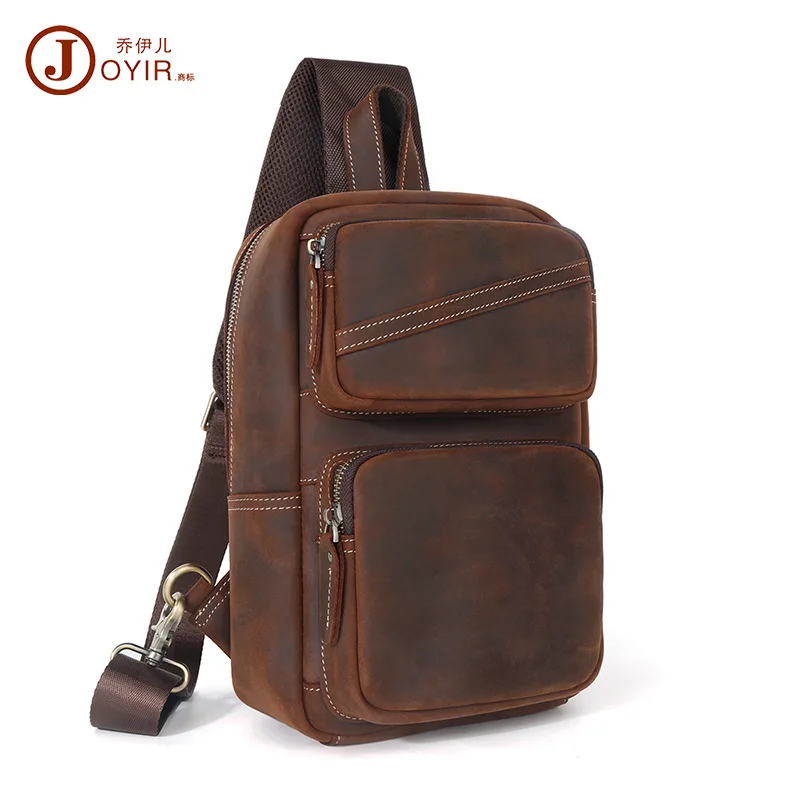 

Outdoor sports leather messenger men's Crazy Horse leather retro shoulder bag men's breast bag fashion accessories high-end holi