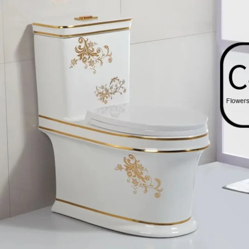 Manufacturer Direct Supply Household Silent Dual-Flush Toilet Modern Style Water-Saving Bathroom Toilet Colorful Gold for Hotels