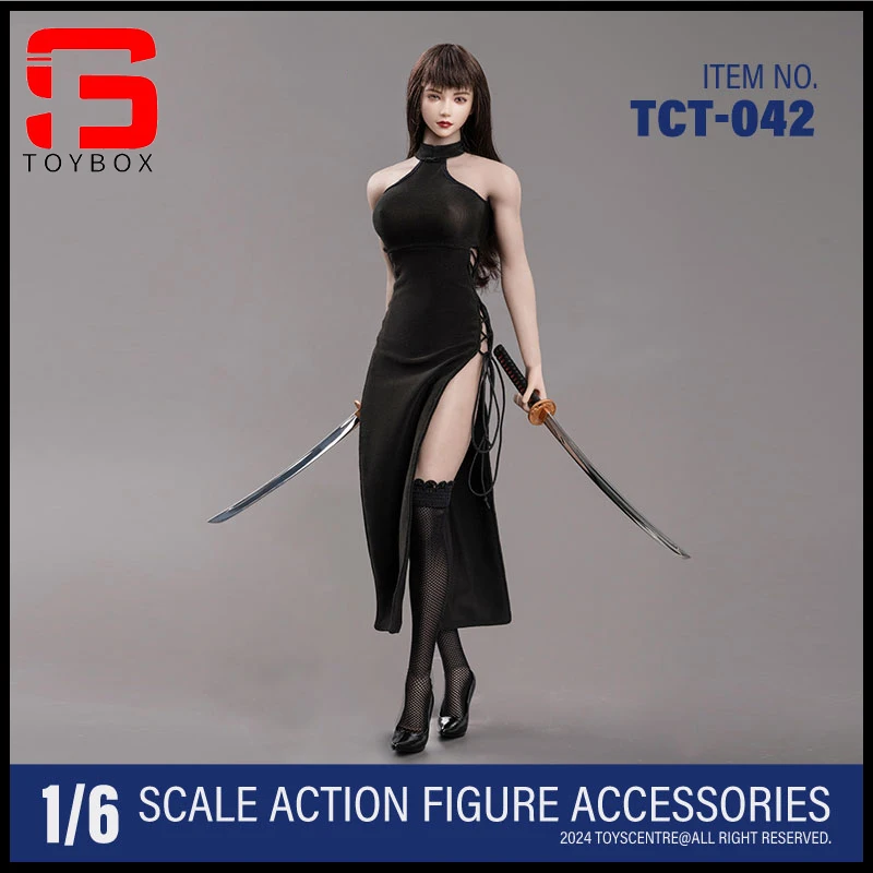 In Stock Toyscentre TCT-042 1/6 Female Black Sexy Slit Strap Dress Clothes Model Fit 12'' TBL S16 Soldier Action Figure Body