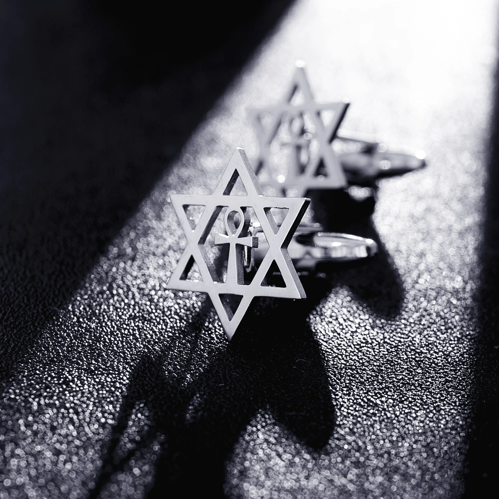 

Minimalism Retro Star of David Cufflink for Mens Stainless Steel Ankh Amulet Gemelos Camisa Cufflinks Fashion Jewelry for Men