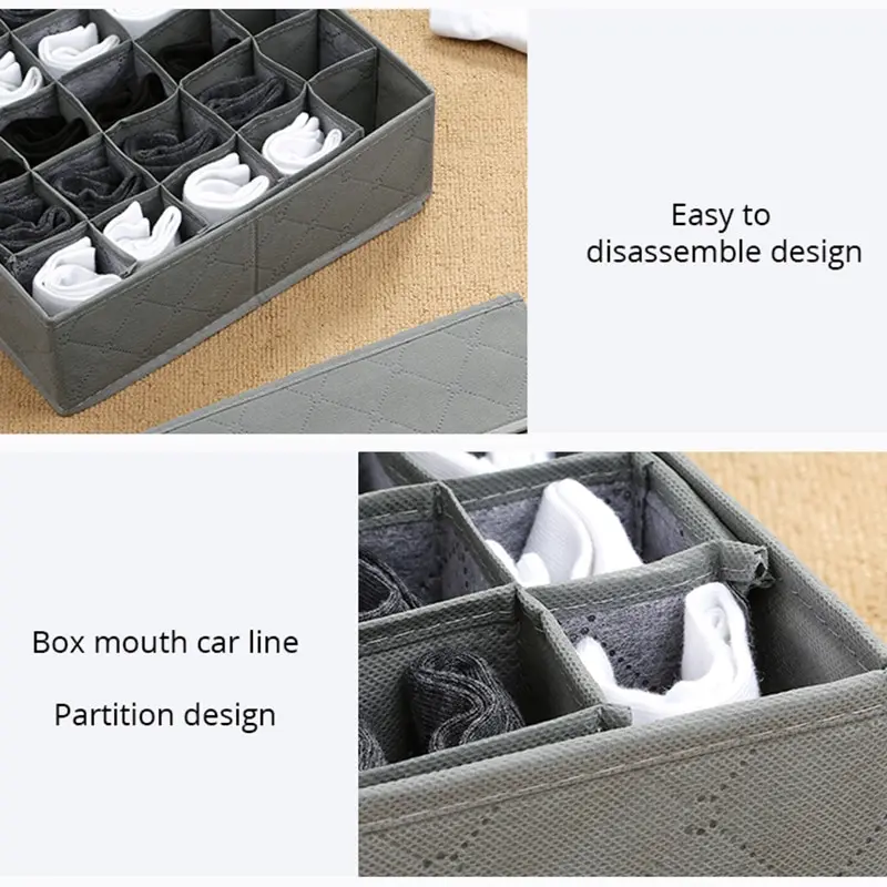 1pc Black 30 Grids Underwear Organizer Foldable Cabinets Drawer Underwear Divider Storage Box Hard Bra Socks Closet Storage