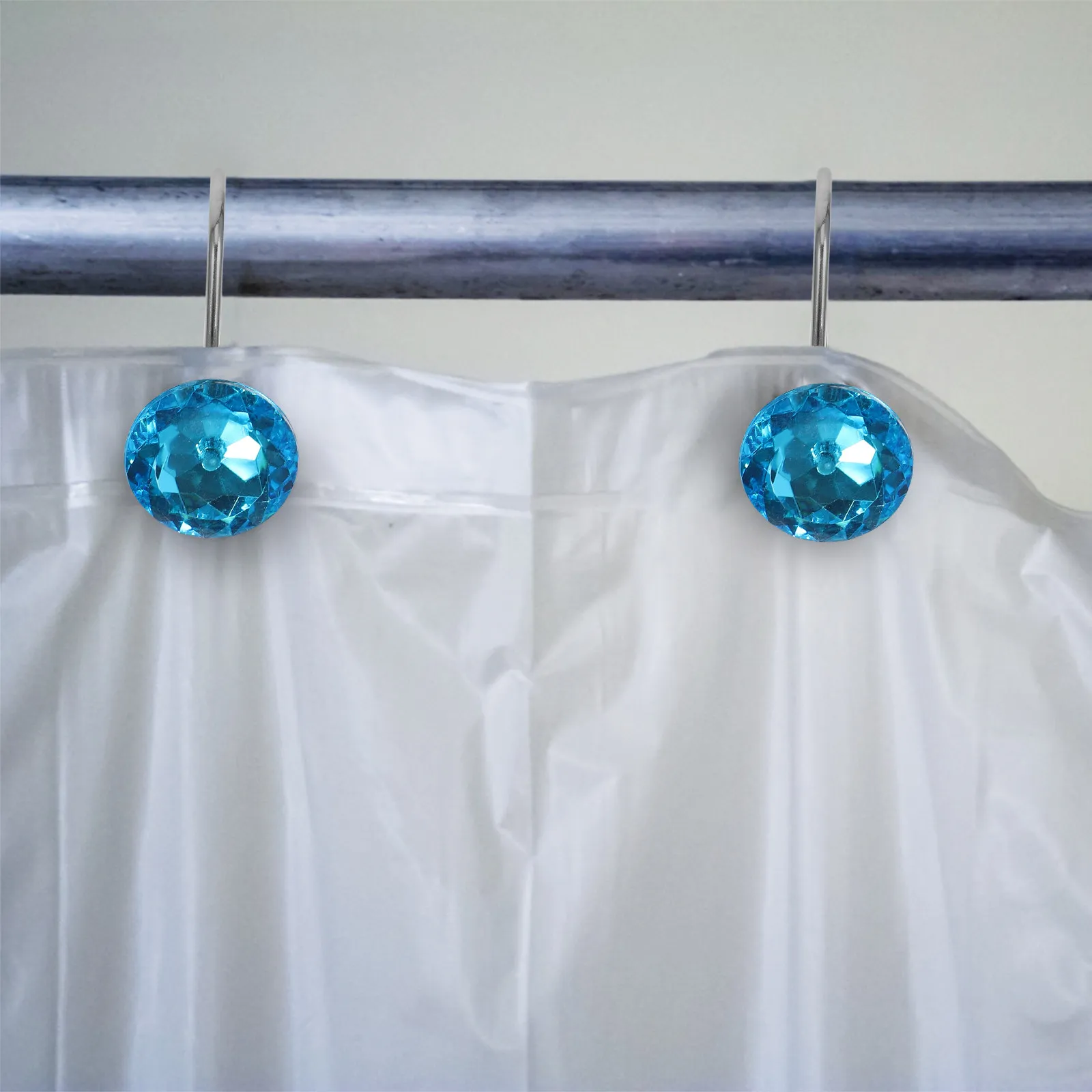 12Pcs Shower Curtain Hooks Modern Acrylic Metal Design Sturdy Thick Hooks Fit All Curtain Types Easy Slide on Any Rod Diameter