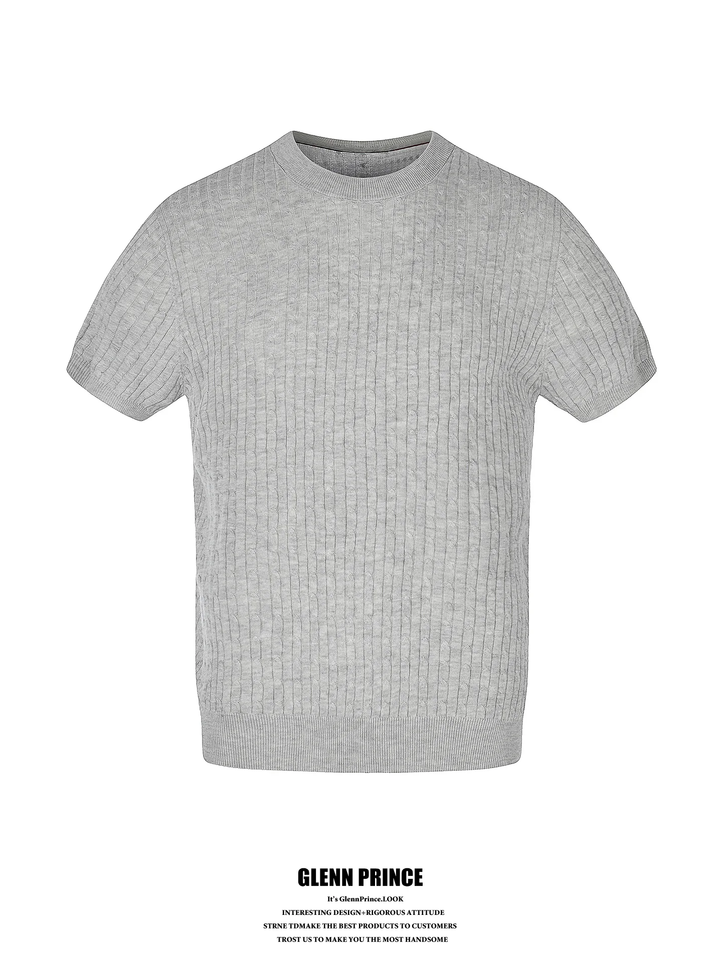 

GPstudio Korean Style High-End Knitted Linen Short Sleeve T-Shirt Men's Summer Commute Shoulder-Length Casual Top