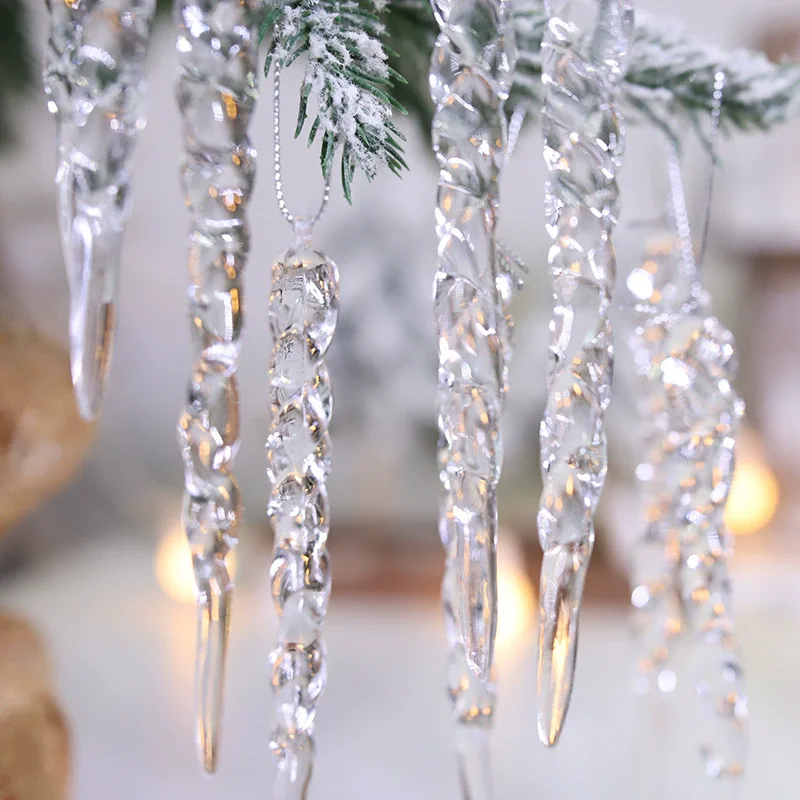 Christmas Tree Hanging Decorations: 12 Pieces Of Creative Acrylic Simulated Icicles For Home