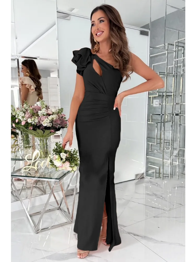 أزياء المرأة مثير حزمة الوركين واحد الكتف محبوك فستان صيفي المرأة ضئيلة مطاطا غمد فستان الحفلات الشارع الشهير تونك #4