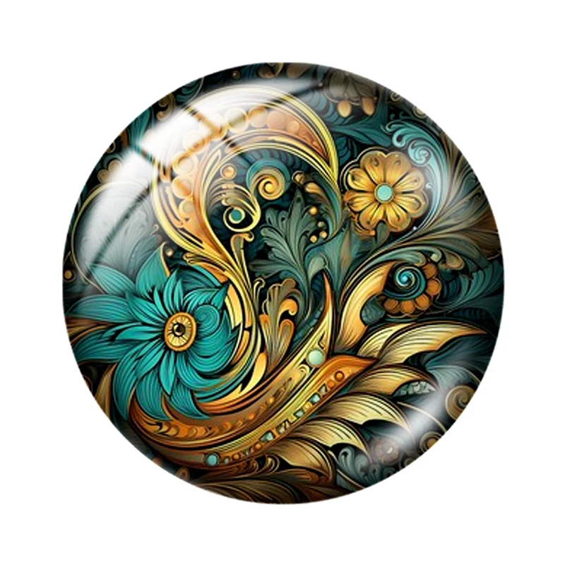 Bohemian abstract drawings 10pcs 12mm/16mm/18mm/25mm Round Photo Glass Cabochon Demo Flat Back Making findings