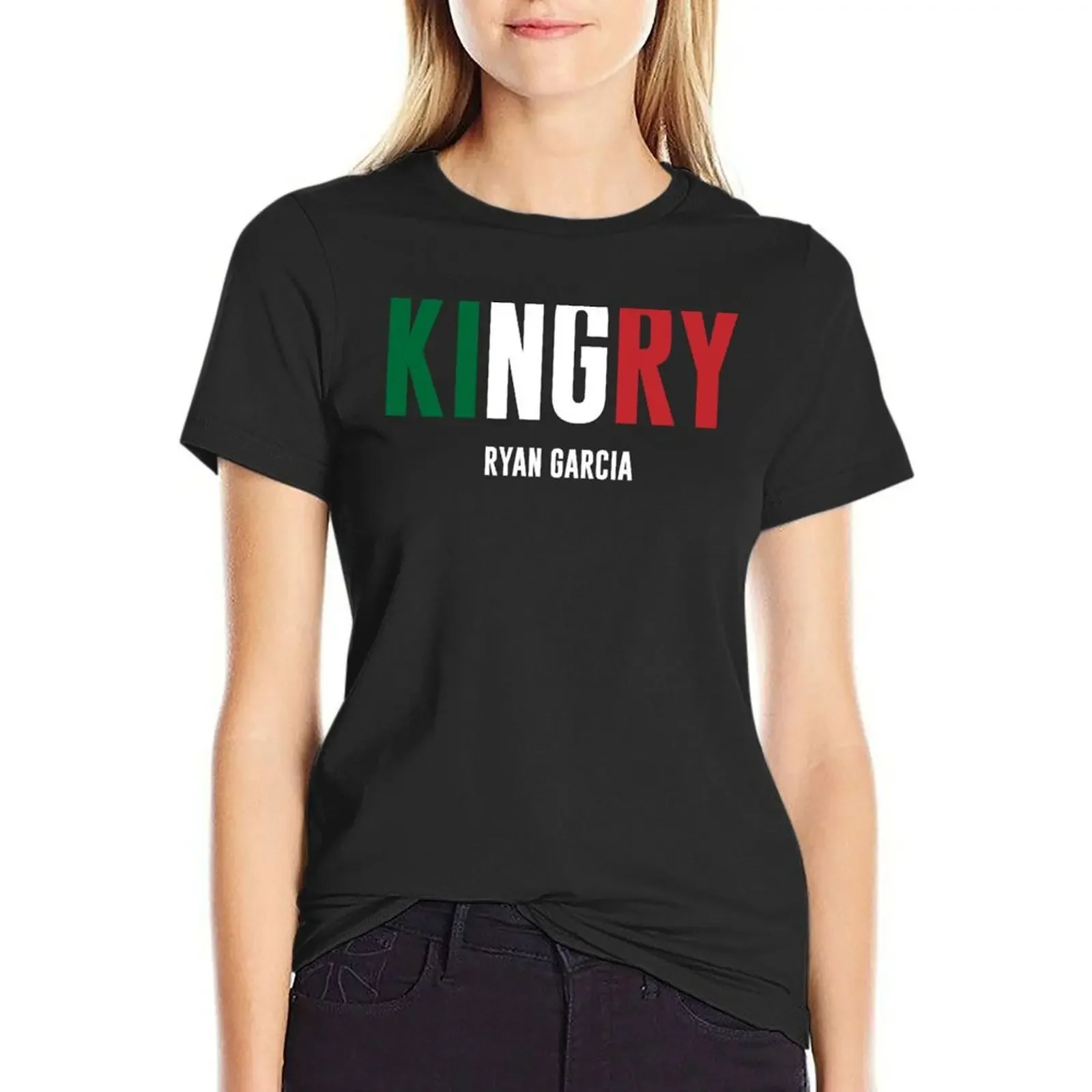 

KINGRY Ryan Garcia T-Shirt vintage animal print kawaii clothes quick-drying black t shirts for Women