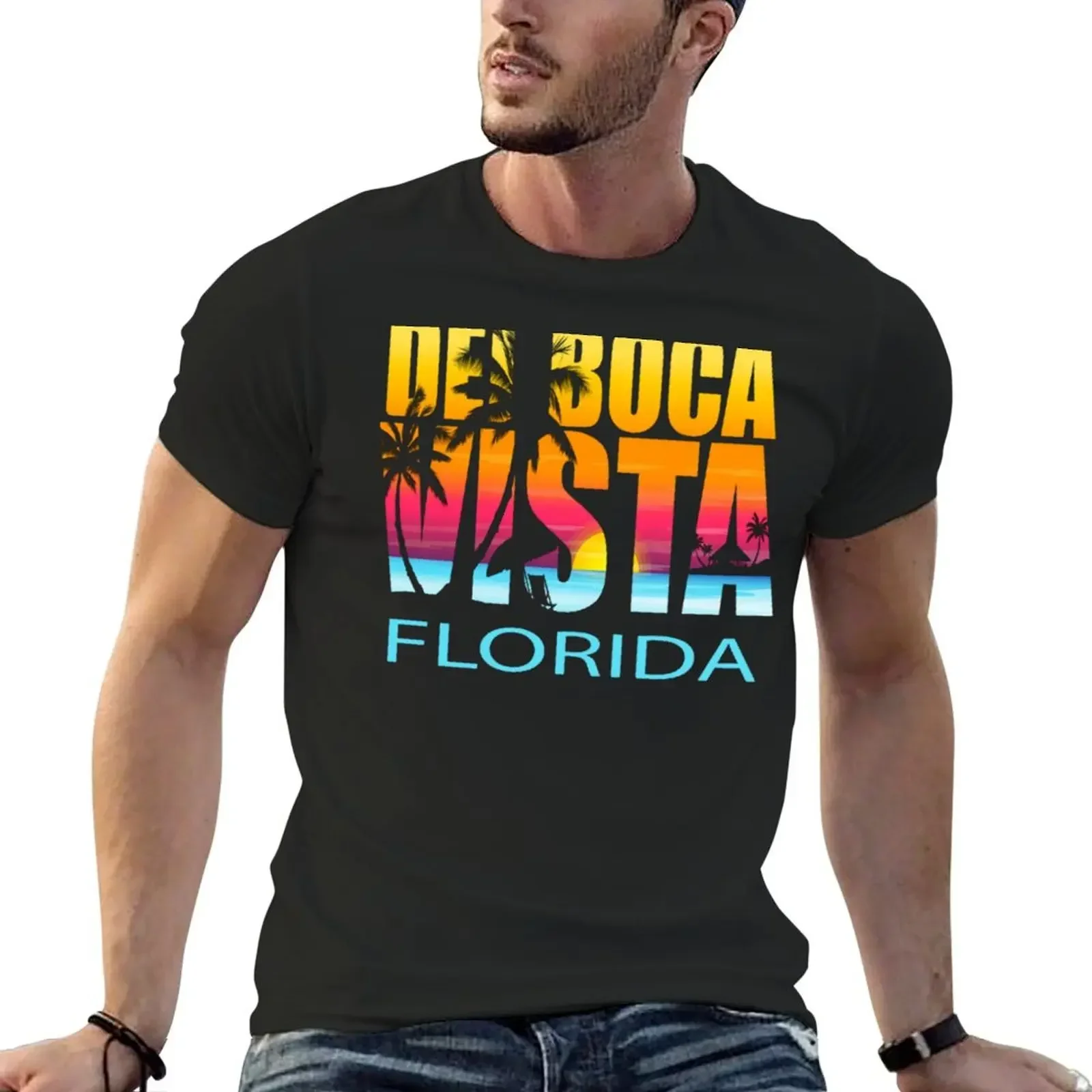 

Del Boca Vista Florida T-Shirt tops quick drying quick-drying animal prinfor boys slim fit t shirts for men