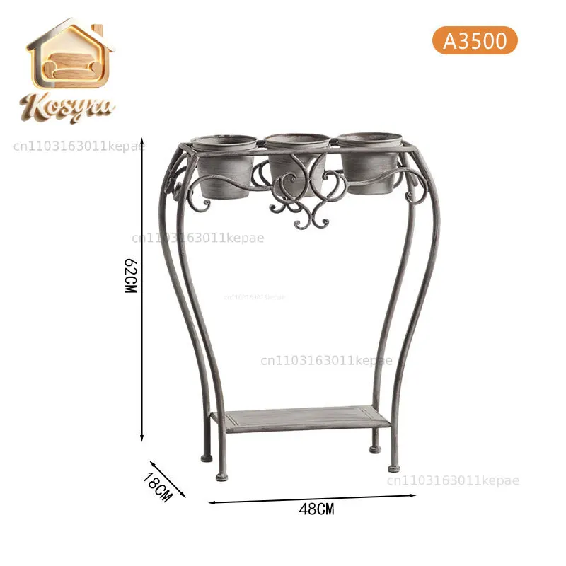 European and American wrought iron outdoor flower stand, garden courtyard succulent breeding pot, French retro metal decorative