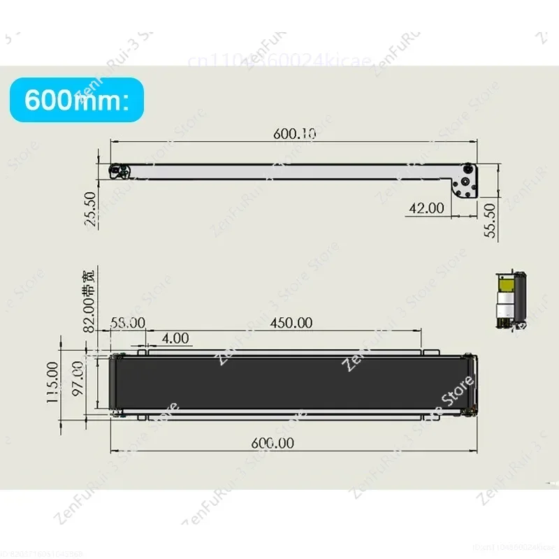 

Конвейерная лента из нержавеющей стали 460 мм, 552 мм, 600 мм, мини-конвейер с полиуретановой лентой для торговых автоматов, 24В, автоматическая конвейерная лента для грузовых транспортных линий
