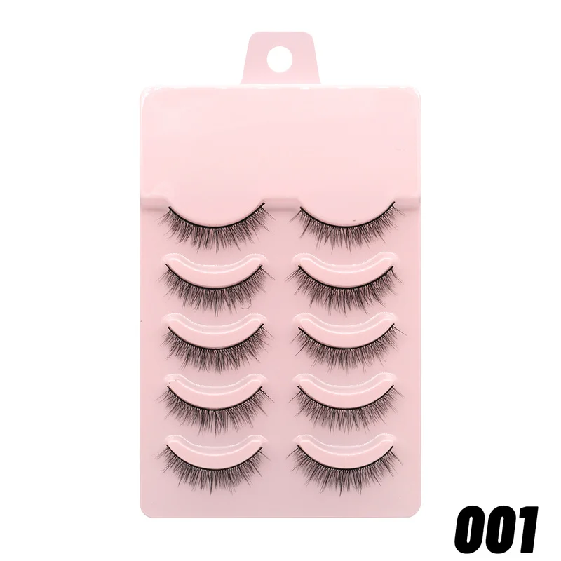Natürliche Wimpern, 5/10 Paar, 3D-Manga-Wimpern, natürliche kurze Manga-Wimpern mit vollem Streifen, klares Band, weiches Licht, natürliche Anime-Wimpern – Detail 17