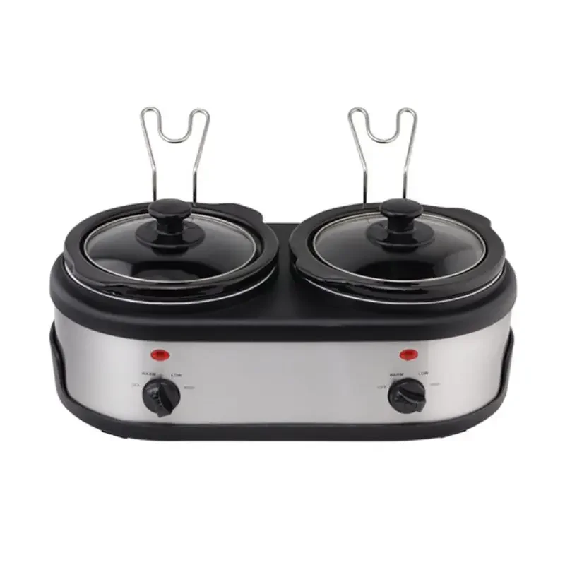 

Round Twin Shape 1.5L 2 Pot Slow Cooker Buffet Server Electric Slow Cooker Food Warmer Double Pot Slow Cooker