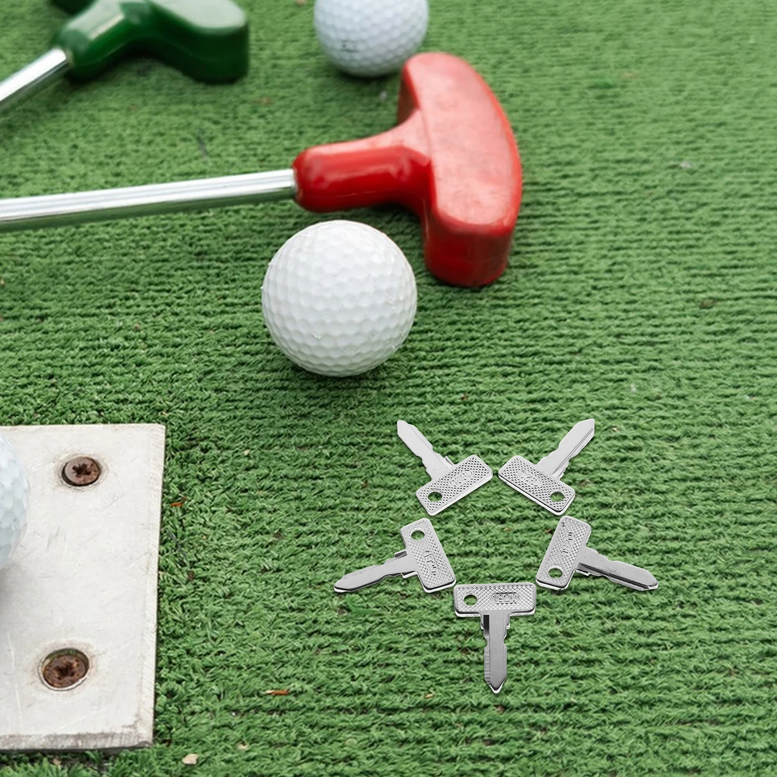 

5pcs Golf Cart Keys Silver Metal Replacement Ignition Lock For Club Gas Models Universal Fit Keychain Tool