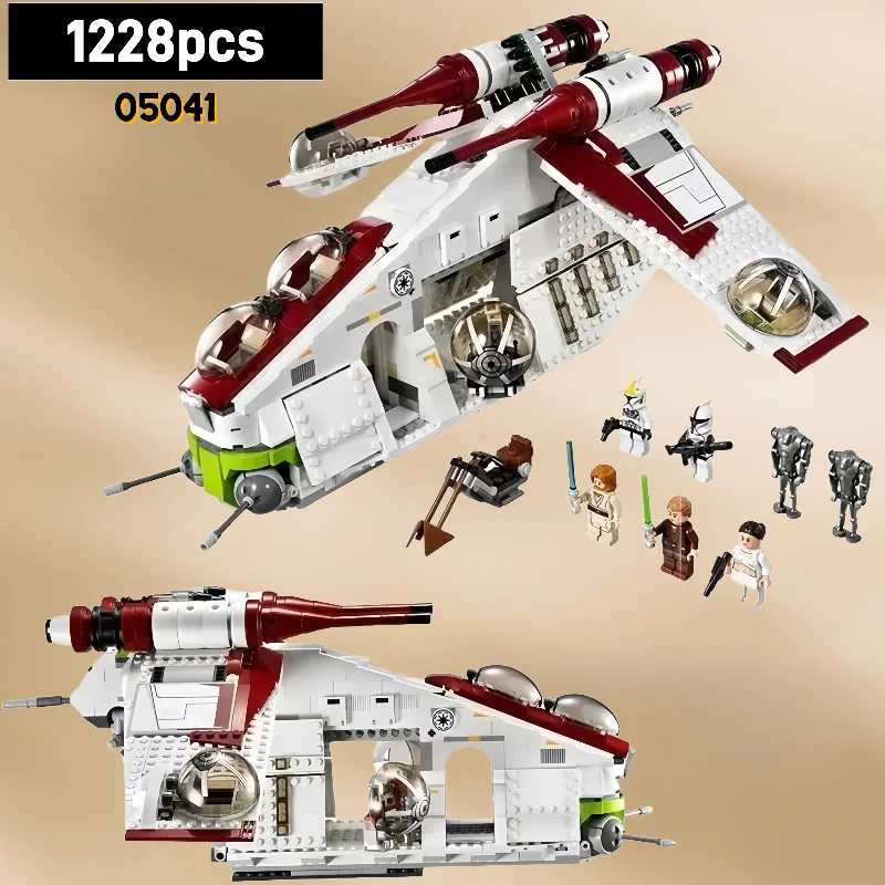 1228Pcs Republic Dropship Gunship Building  Set | 75021 Model Kit | Star Inspired Space Ship Toy | Christmas Gift for Kids