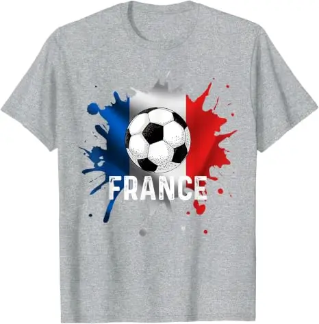 Frankreich Fußball Französisches Fußball-T-Shirt aus Weicher Baumwolle Y2k Fußball-Spieltag Grafik-Bekleidung Frankreich-Team Fans Personalisiertes Trikot-Shirt – Detail 3