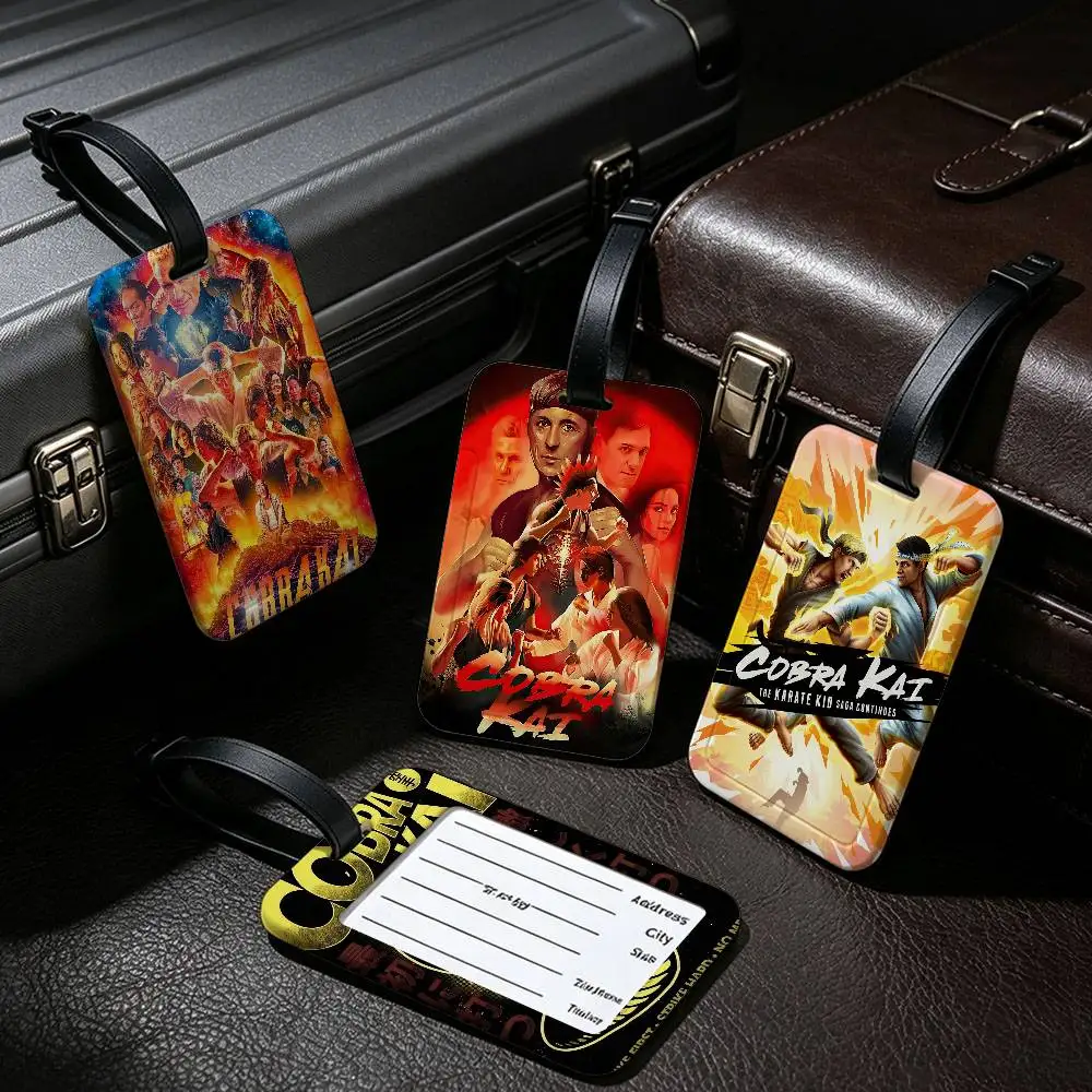 Classic Comedy Movie C-Cobra K-Kai Travel Accessory PVC Luggage Tag Anti lost Design Detachable Information Card Sleeve