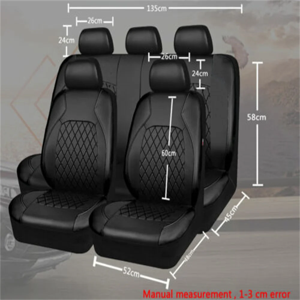 5 Seats Universal Car Seat Set PU Leather Car Seat Cushion Fully Surrounded Protective Pad Anti-Scratch Car Interior Accessorie