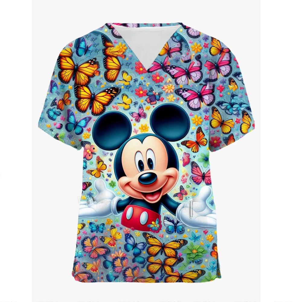 Nurse Uniforms Women Disney Minnie Mickey Mouse Scrubs Working Medical Blouse Overalls Uniforms Medical Nursing Spa Pet Dentistr