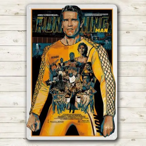 Placa de Metal de Filme Running Man Arnold Schwarzenegger 20x30cm - Alumínio