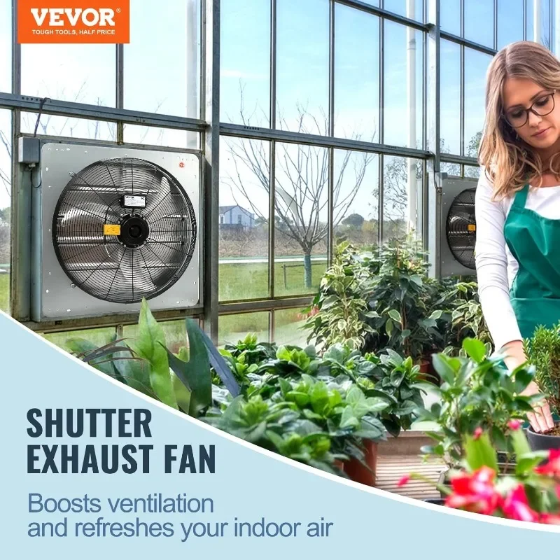 VEVOR 24 Inch Shutter Exhaust Fan Wall Mounted, High-Speed 3320CFM, Vent Fan For Garages, Shops, Greenhouse, Attic Ventilation