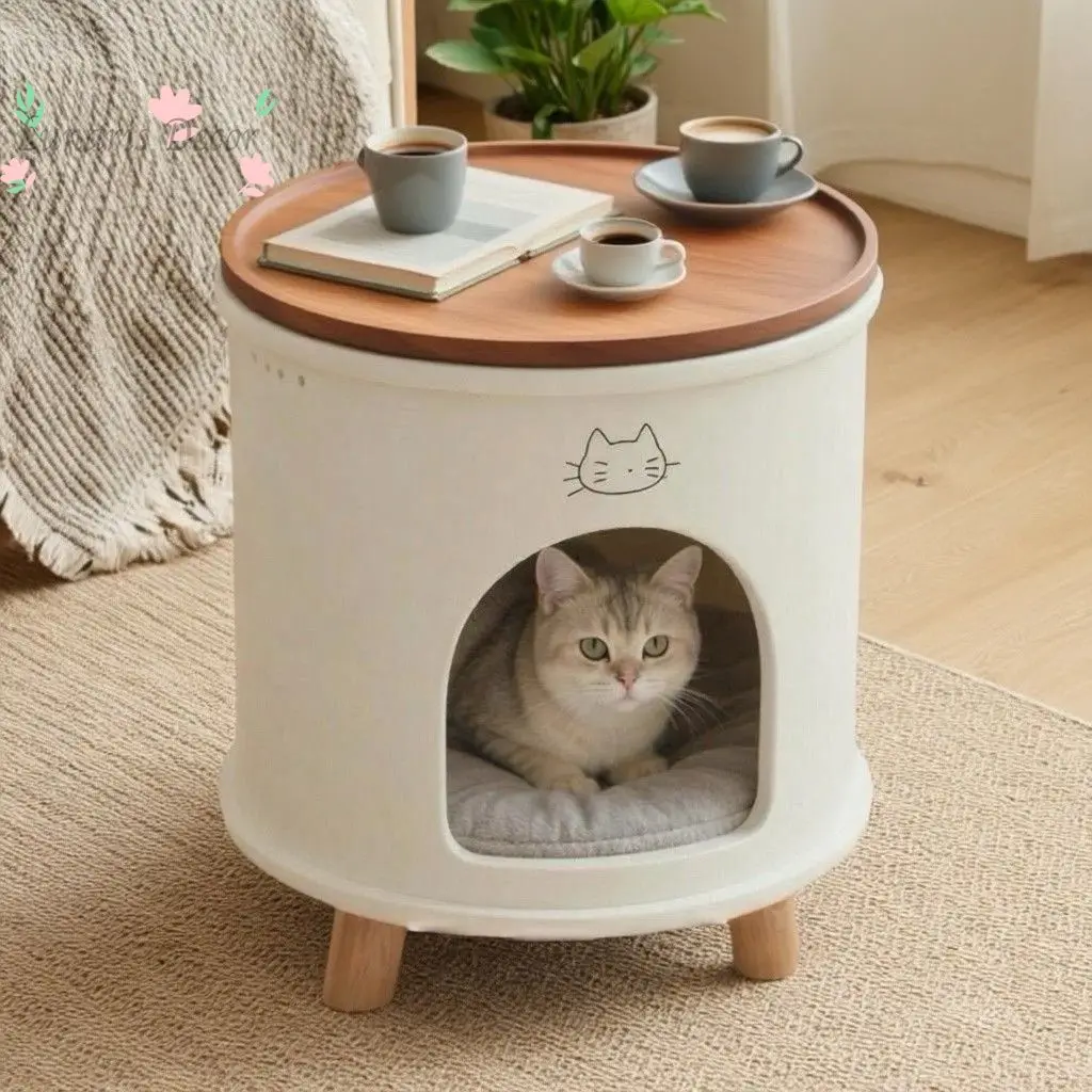 Internet Famous All Seasons Pet Cat Bed Multifunctional Coffee Table Style Indoor Cat House for Kitten Cats
