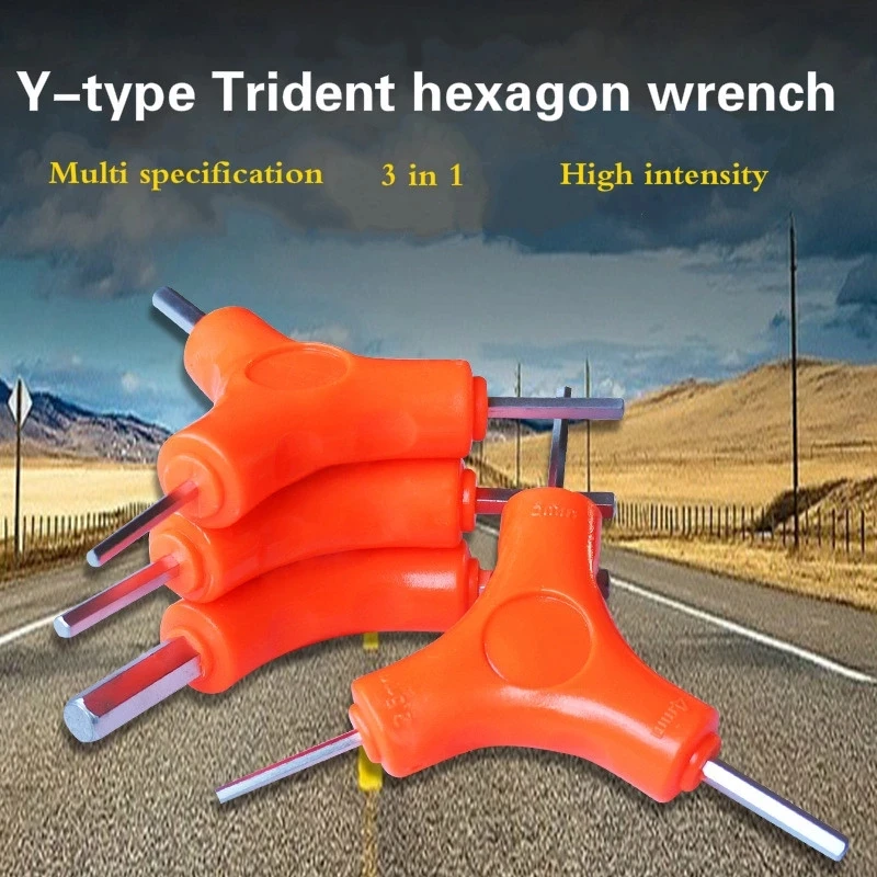 High quality 3 In 1 Trigeminal Hex Key Set 2.5/3/4/5/6/8mm Hexagon Wrench Carbon Steel Hand Tools Bicycle Maintenance Tools