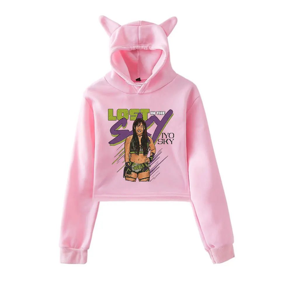 

Iyo Sky Merch винтажная уличная одежда 90-х годов толстовки с капюшоном для девочек укороченный модный спортивный пуловер с кошачьими ушками