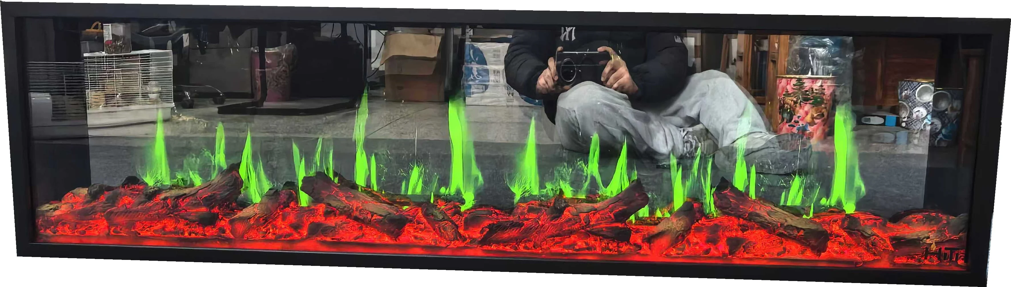 

Remote Control for Household & Hotel Use Modern LCD Electric Fireplace Insert Freestanding with Real Fire Simulation