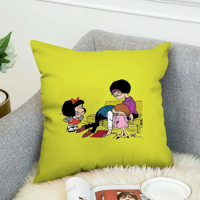 Mafalda Short Plush Throw Pillow Covers For Bed Pillows Pillowcase Car Sofa Cushion Cover 45x45 Cushions Decorative 45*45 Body