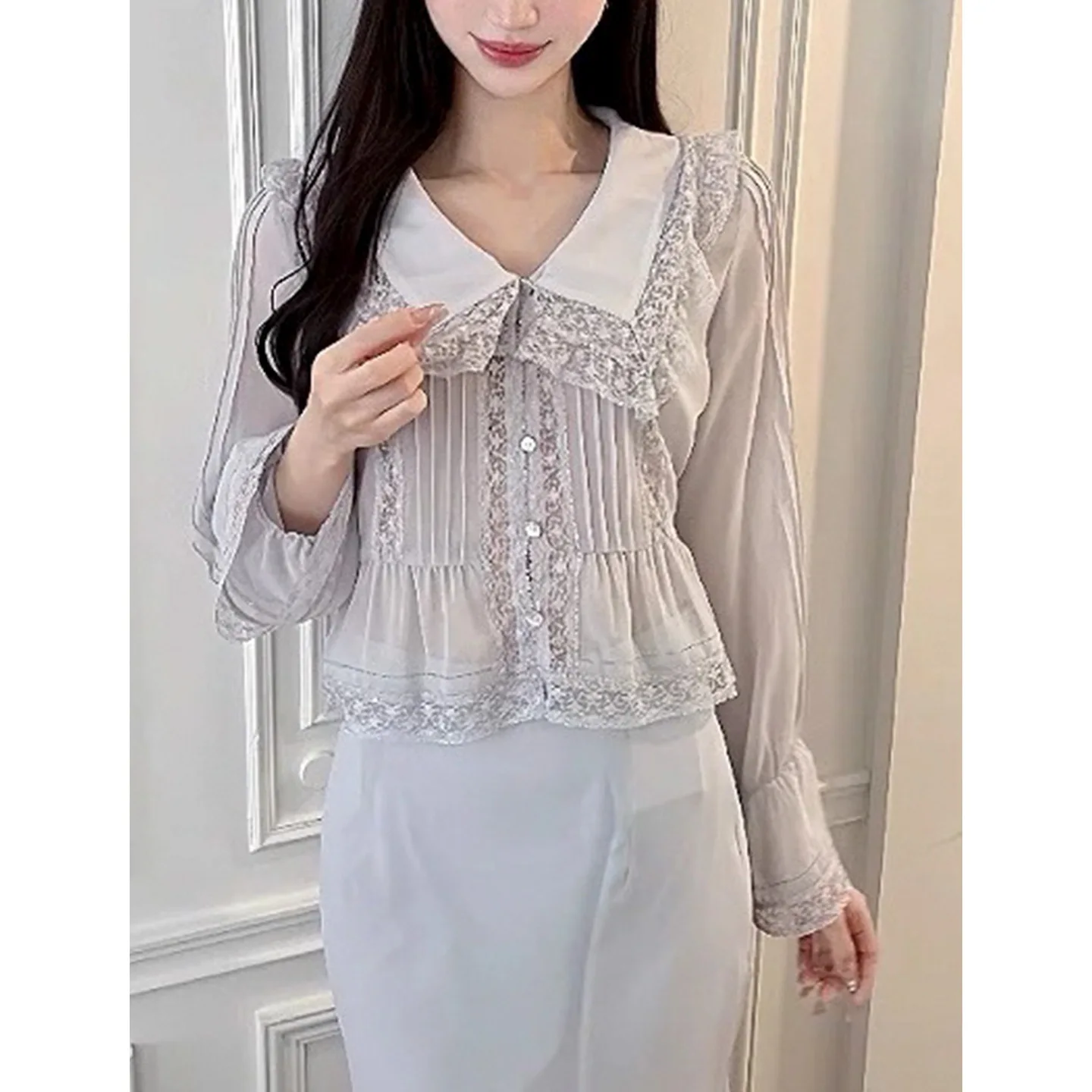 

Gagarich, модная женская блузка, осеннее издание 2021, японская трансграничная милая кукольная рубашка с кружевным краем и воротником, топ