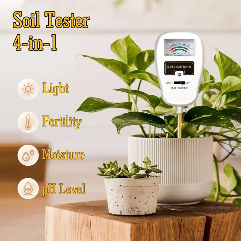 4 In 1 Soil Moisture Meter PH Tester Humidity Light Nutrient Meter For Plant Cultivation Garden Tools For Potting Plant Durable