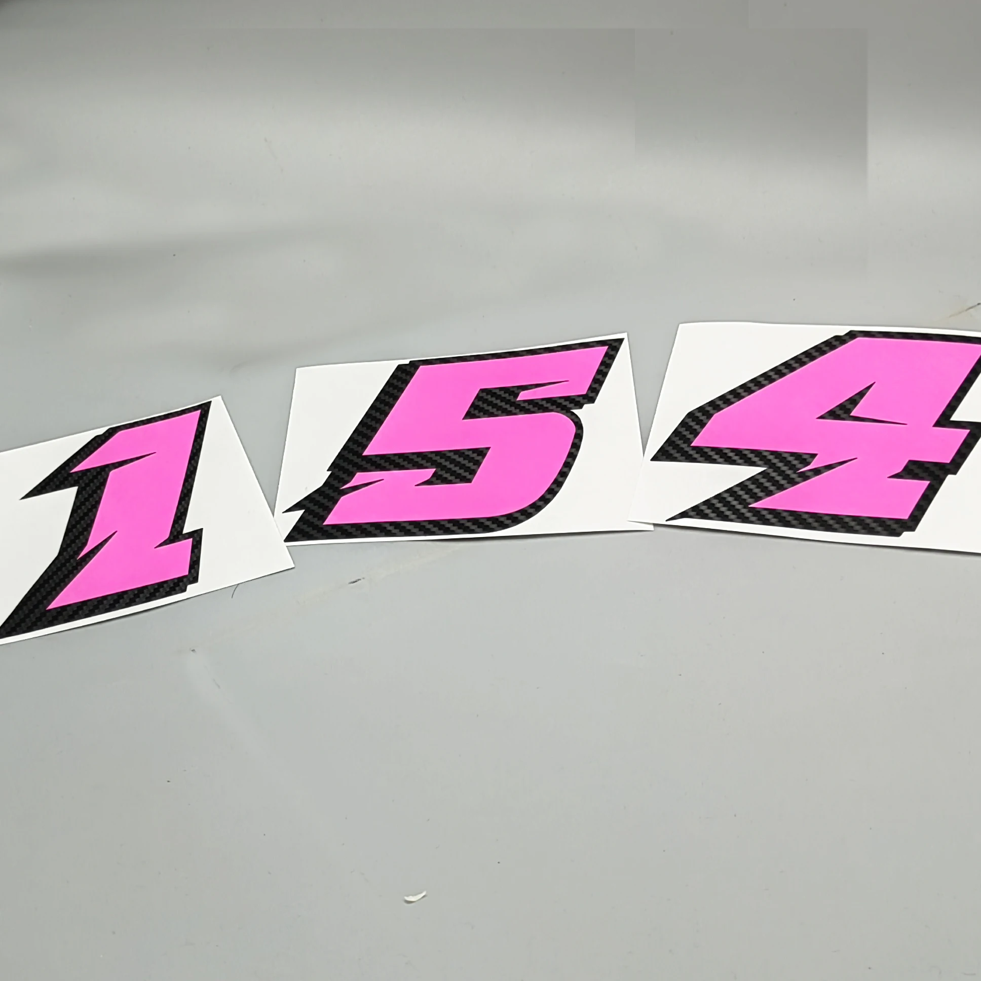 

10cm High Car Motorcycle Race Sticker Number Pink Carbon firber Black Double Layer Vinyl Cut ATV Helmet sticker