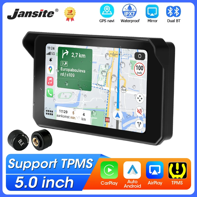 

Мотоциклетный экран Jansite с CarPlay, GPS-навигацией, Bluetooth, Android Auto, цифровая приборная панель, аксессуары для мотоциклов