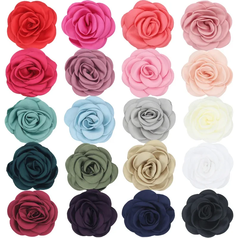 Korean Fabric Flower Brooches for Women Handmade Camellia Corsage Lapel Pins Cardigan Accessories Wedding Party Jewelry