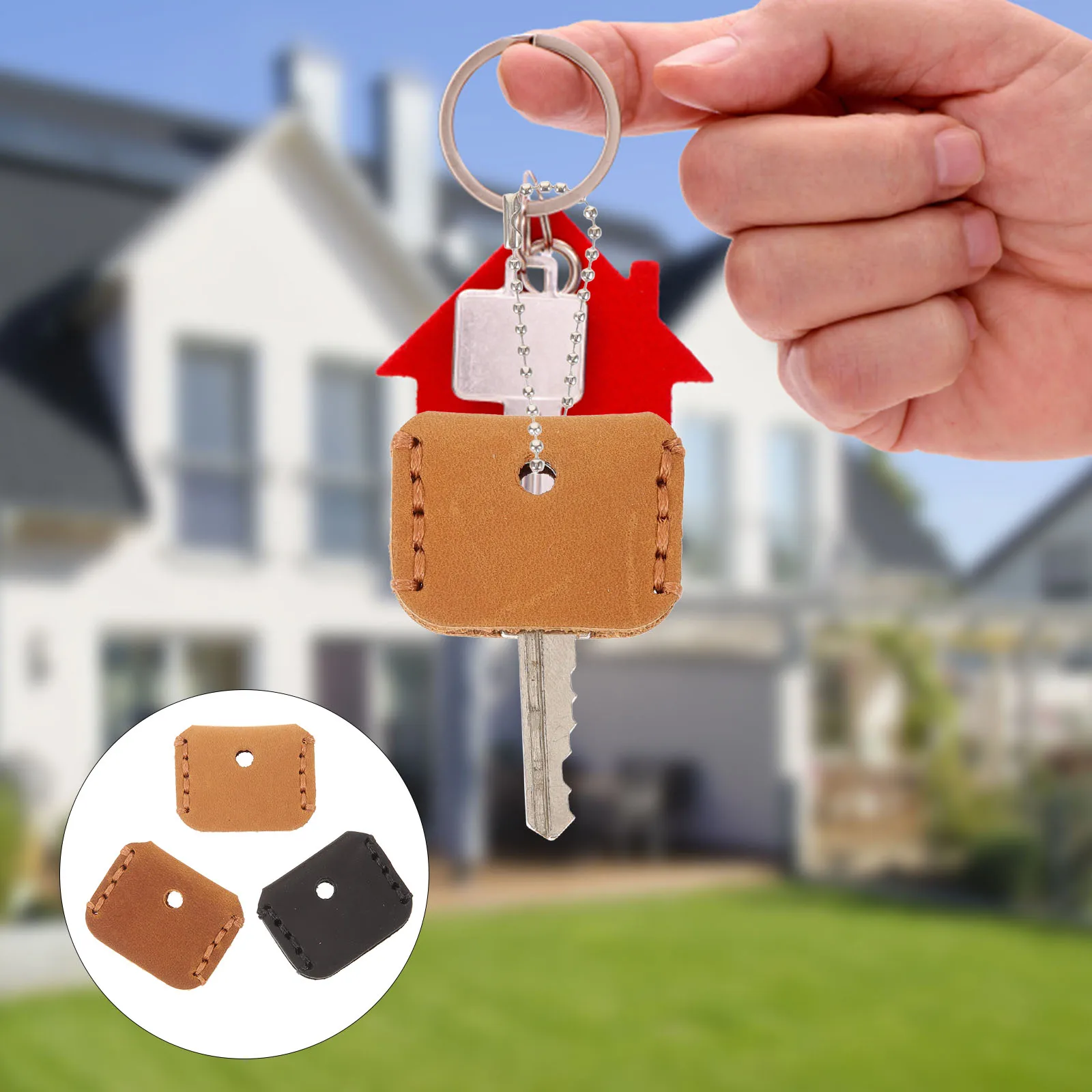 

3pcs Key Covers Anti Wear Material Protective Sleeve Car Keys Decor Black Brown Camel Simple Practical Gifts