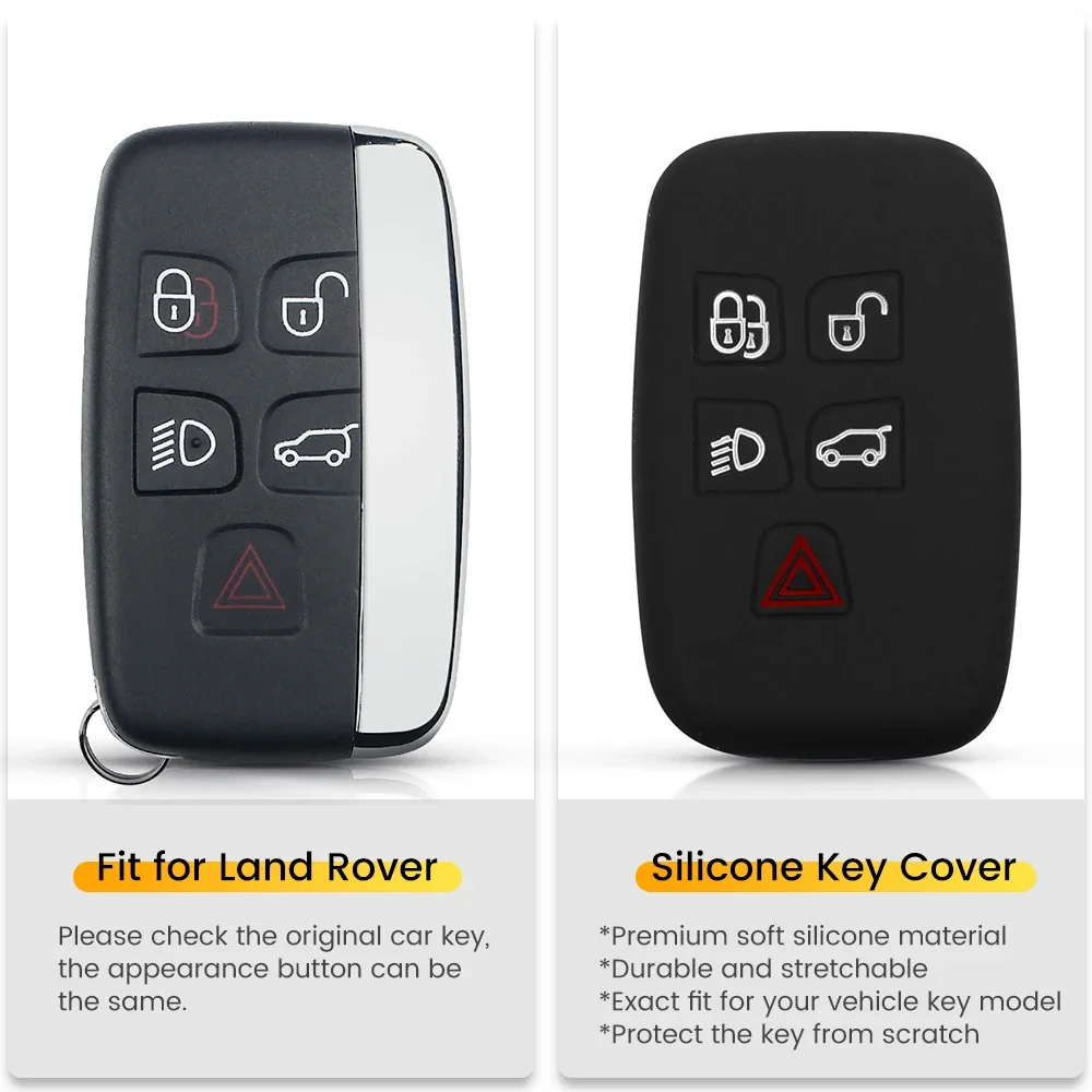 KEYYOU Silicone Key Case For Land Rover Discovery 4 Freelander 3 Range Rover Sport Evoque Vogue Smart Remote Cover Fob 5 Buttons